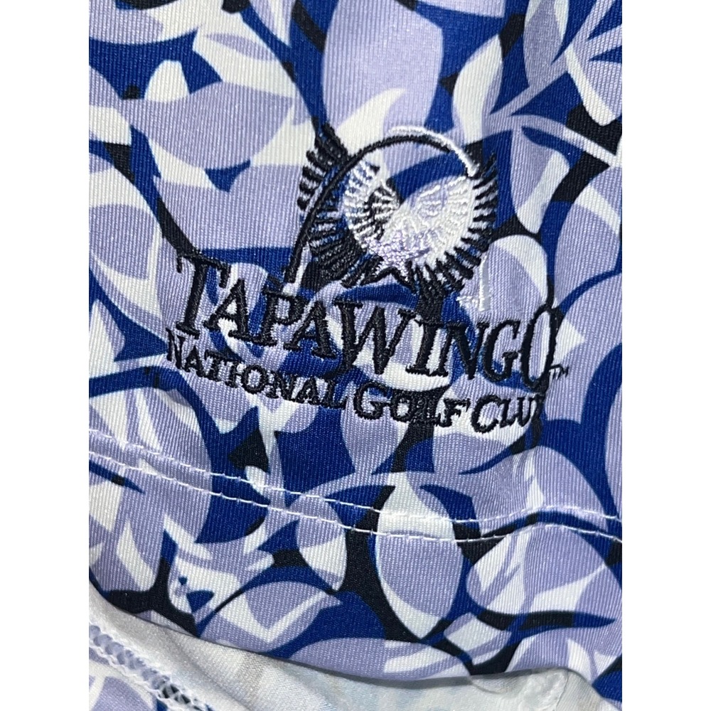 Cutter & Buck Golf Polo Mens XXL Blue Abstract Leaf Print Tapawingo National GC - Picture 3 of 13